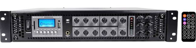 Rockville RCS350 6 350W 6 Zone 70V Commercial Amplifier Bluetooth USB Optical Rack Mount