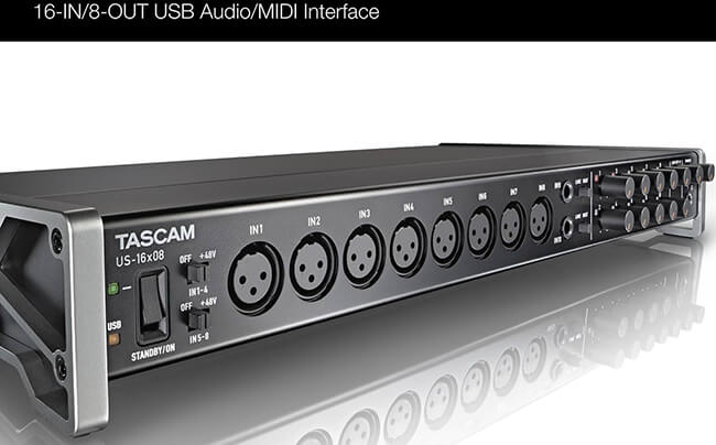 Tascam US 16x08 USB Audio MIDI Interface Recording, Drum 8 XLR 8 1 4 Inputs 8 Outputs